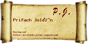 Prifach Jolán névjegykártya